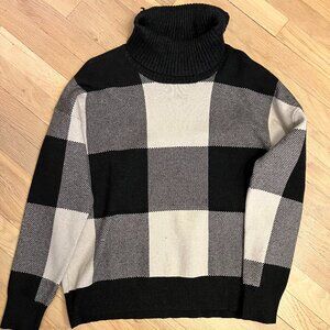 Like New Tahari Womens Turtle Neck Plaid Block Print Sweater Sz XL